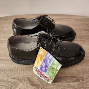 ROCKY SHOES MEN'S SIZE 10 1/2W BLACK PATENT LEATHER.